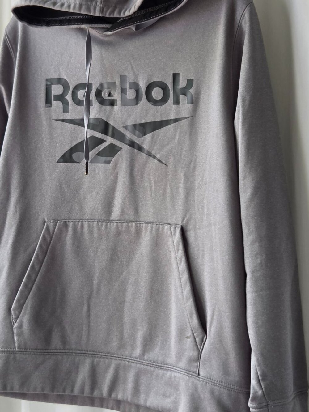 MEN'S REEBOK VECTOR GRAY CAMO HOODIE SIZE LARGE